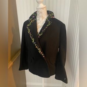 Lanya Black Double-breasted Embroidered Wool Peacoat 😍